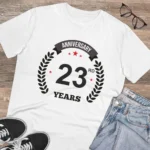 Men's PC Cotton 23rd Anniversary Printed T Shirt (Color: White, Thread Count: 180GSM) - Image 4