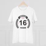 Men's PC Cotton 16th Anniversary Printed T Shirt (Color: White, Thread Count: 180GSM) - Image 3