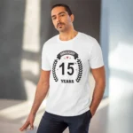 Men's PC Cotton 15th Anniversary Printed T Shirt (Color: White, Thread Count: 180GSM) - Image 6