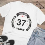 Men's PC Cotton 37th Anniversary Printed T Shirt (Color: White, Thread Count: 180GSM) - Image 4