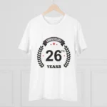 Men's PC Cotton 26th Anniversary Printed T Shirt (Color: White, Thread Count: 180GSM) - Image 3