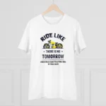 Men's PC Cotton Bike Ride Design Printed T Shirt (Color: White, Thread Count: 180GSM) - Image 3