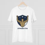 Men's PC Cotton Fittnes Gym Printed T Shirt (Color: White, Thread Count: 180GSM) - Image 3