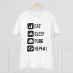 Men's PC Cotton Eat Sleep Pubg Repeat Printed T Shirt (Color: White, Thread Count: 180GSM) - Image 3