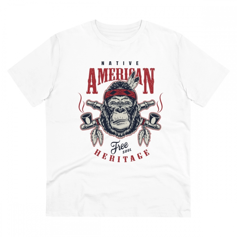 52059799342_1cd38b5eb7_o_d-1000x1000-1.webp Men's PC Cotton Gorila Desing Printed T Shirt (Color: White, Thread Count: 180GSM) - Image 1