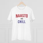 Men's PC Cotton Nasto And Chill Printed T Shirt (Color: White, Thread Count: 180GSM) - Image 3