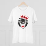 Men's PC Cotton Lion Logo Printed T Shirt (Color: White, Thread Count: 180GSM) - Image 3