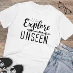 Men's PC Cotton Explore The Unseen Printed T Shirt (Color: White, Thread Count: 180GSM) - Image 4