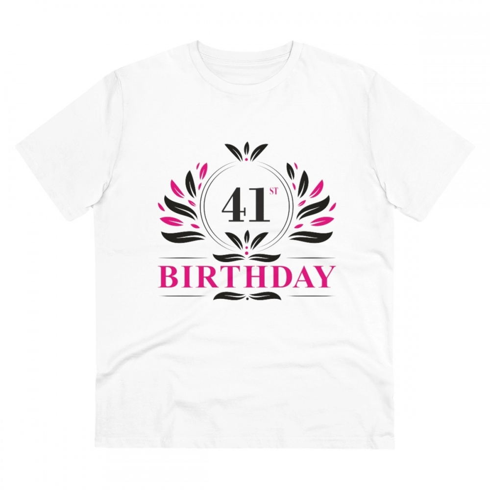 52059852682_29c3faf8db_o_d-1000x1000-1.webp Men's PC Cotton 41st Birthday Printed T Shirt (Color: White, Thread Count: 180GSM) - Image 1
