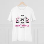 Men's PC Cotton 39th Birthday Printed T Shirt (Color: White, Thread Count: 180GSM) - Image 3