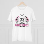 Men's PC Cotton 35th Birthday Printed T Shirt (Color: White, Thread Count: 180GSM) - Image 3