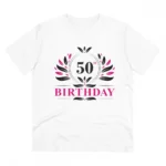Men's PC Cotton 50th Birthday Printed T Shirt (Color: White, Thread Count: 180GSM)