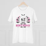 Men's PC Cotton 63rd Birthday Printed T Shirt (Color: White, Thread Count: 180GSM) - Image 3