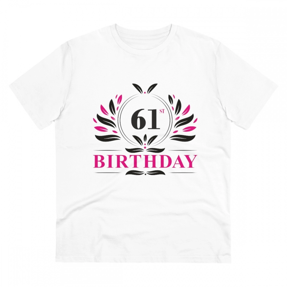 52059862282_8124ec11ee_o_d-1000x1000-1.webp Men's PC Cotton 61st Birthday Printed T Shirt (Color: White, Thread Count: 180GSM) - Image 1