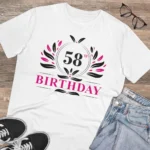 Men's PC Cotton 58th Birthday Printed T Shirt (Color: White, Thread Count: 180GSM) - Image 4