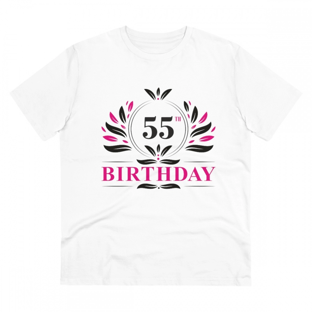 52059862517_a27a20a99a_o_d-1000x1000-1.webp Men's PC Cotton 55th Birthday Printed T Shirt (Color: White, Thread Count: 180GSM) - Image 1