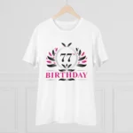 Men's PC Cotton 77th Birthday Printed T Shirt (Color: White, Thread Count: 180GSM) - Image 3