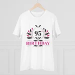 Men's PC Cotton 95th Birthday Printed T Shirt (Color: White, Thread Count: 180GSM) - Image 3