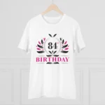 Men's PC Cotton 84th Birthday Printed T Shirt (Color: White, Thread Count: 180GSM) - Image 3