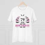Men's PC Cotton 79th Birthday Printed T Shirt (Color: White, Thread Count: 180GSM) - Image 3