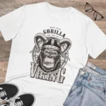 Men's PC Cotton Gorila Desing Printed T Shirt (Color: White, Thread Count: 180GSM) - Image 4