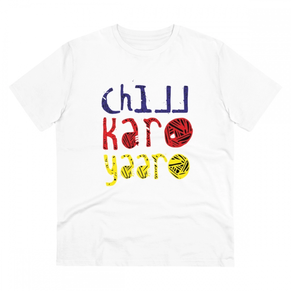 52060856696_4d9f93796c_o_d-1000x1000-1.webp Men's PC Cotton Chil Karo Yaar Printed T Shirt (Color: White, Thread Count: 180GSM) - Image 1