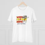 Men's PC Cotton Work From Home Desing Printed T Shirt (Color: White, Thread Count: 180GSM) - Image 3