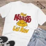Men's PC Cotton Bhai Nasto Lai Aav Printed T Shirt (Color: White, Thread Count: 180GSM) - Image 4