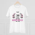 Men's PC Cotton 30th Birthday Printed T Shirt (Color: White, Thread Count: 180GSM) - Image 3