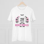 Men's PC Cotton 28th Birthday Printed T Shirt (Color: White, Thread Count: 180GSM) - Image 3