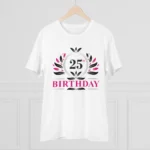 Men's PC Cotton 25th Birthday Printed T Shirt (Color: White, Thread Count: 180GSM) - Image 3