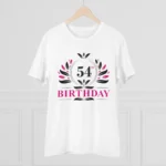 Men's PC Cotton 54th Birthday Printed T Shirt (Color: White, Thread Count: 180GSM) - Image 3