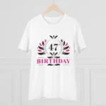 Men's PC Cotton 47th Birthday Printed T Shirt (Color: White, Thread Count: 180GSM) - Image 3