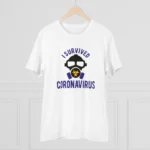 Men's PC Cotton I Survived Coronavirus Printed T Shirt (Color: White, Thread Count: 180GSM) - Image 3