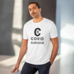 Men's PC Cotton Covid 19 Survivor Printed T Shirt (Color: White, Thread Count: 180GSM) - Image 6
