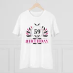 Men's PC Cotton 59th Birthday Printed T Shirt (Color: White, Thread Count: 180GSM) - Image 3