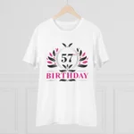 Men's PC Cotton 57th Birthday Printed T Shirt (Color: White, Thread Count: 180GSM) - Image 3