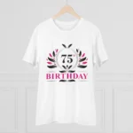 Men's PC Cotton 75th Birthday Printed T Shirt (Color: White, Thread Count: 180GSM) - Image 3