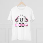 Men's PC Cotton 74th Birthday Printed T Shirt (Color: White, Thread Count: 180GSM) - Image 3