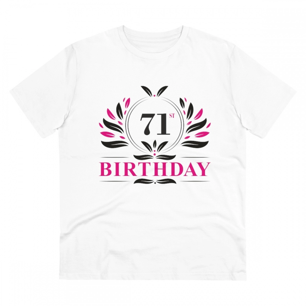 52060908351_92b881ca3a_o_d-1000x1000-1.webp Men's PC Cotton 71st Birthday Printed T Shirt (Color: White, Thread Count: 180GSM) - Image 1