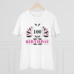 Men's PC Cotton 100th Birthday Printed T Shirt (Color: White, Thread Count: 180GSM) - Image 3