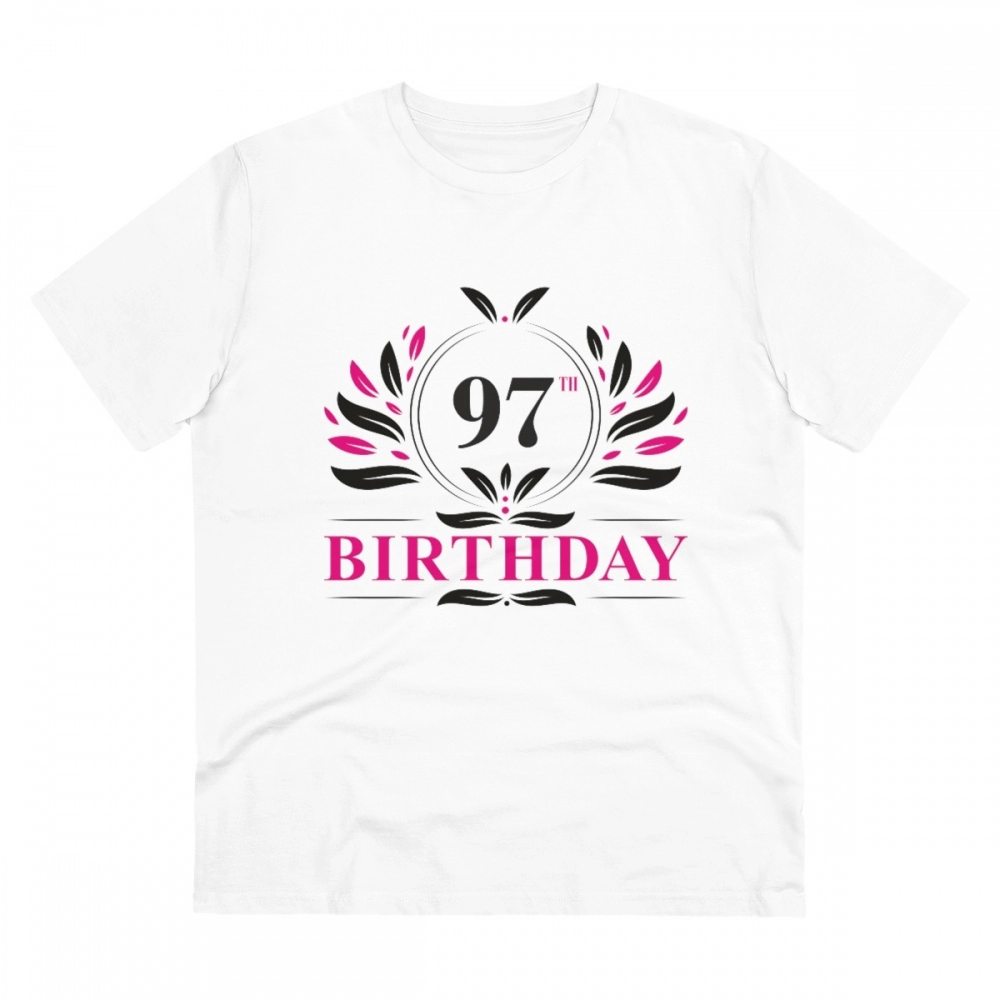 52060912026_b146980f08_o_d-1000x1000-1.webp Men's PC Cotton 97th Birthday Printed T Shirt (Color: White, Thread Count: 180GSM) - Image 1