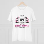 Men's PC Cotton 89th Birthday Printed T Shirt (Color: White, Thread Count: 180GSM) - Image 3