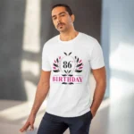 Men's PC Cotton 86th Birthday Printed T Shirt (Color: White, Thread Count: 180GSM) - Image 6