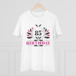 Men's PC Cotton 85th Birthday Printed T Shirt (Color: White, Thread Count: 180GSM) - Image 3