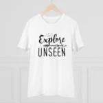 Men's PC Cotton Explore The Unseen Printed T Shirt (Color: White, Thread Count: 180GSM) - Image 3