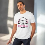 Men's PC Cotton 25th Birthday Printed T Shirt (Color: White, Thread Count: 180GSM) - Image 6