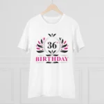 Men's PC Cotton 36th Birthday Printed T Shirt (Color: White, Thread Count: 180GSM) - Image 3