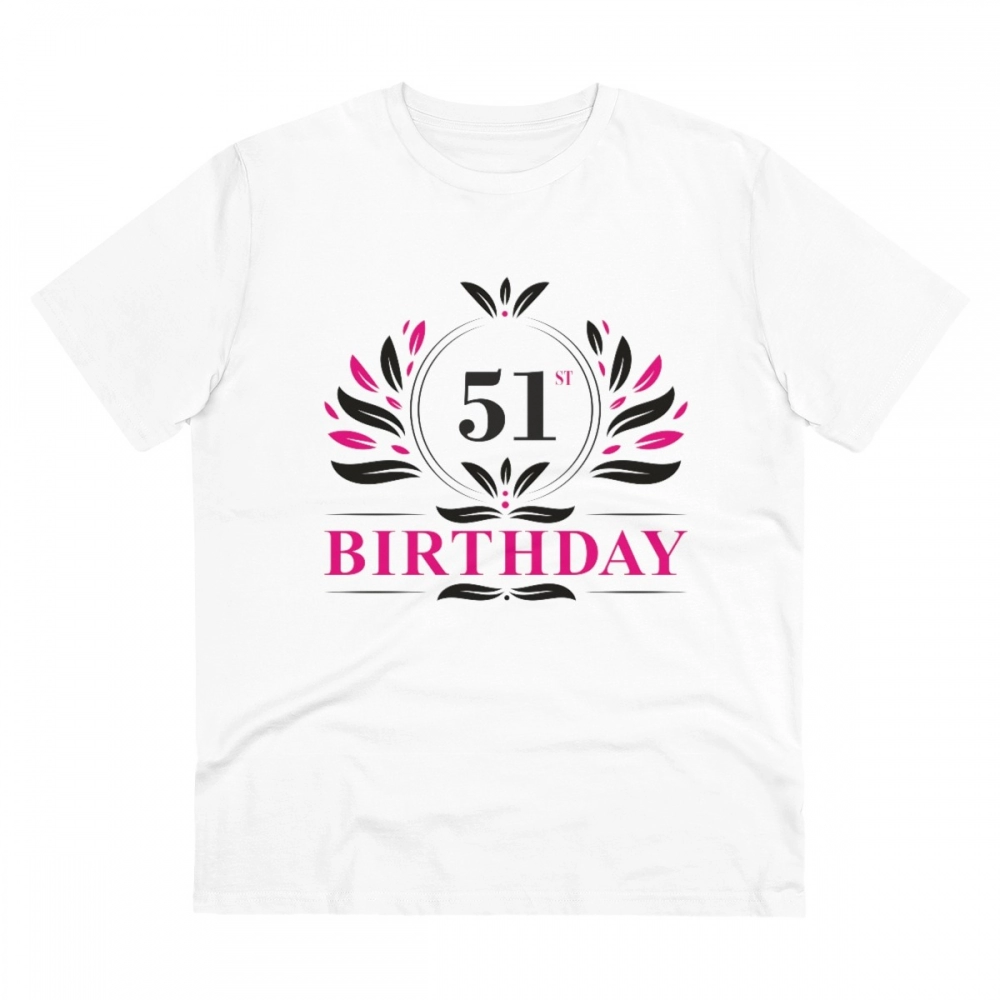 52060930388_359bf18797_o_d-1000x1000-1.webp Men's PC Cotton 51st Birthday Printed T Shirt (Color: White, Thread Count: 180GSM) - Image 1