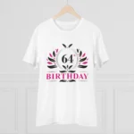 Men's PC Cotton 64th Birthday Printed T Shirt (Color: White, Thread Count: 180GSM) - Image 3